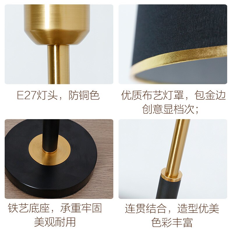 Nordic Modern Table Lamp Indoor Lighting Living Room Bedroom Decor Black White Lampshade Led Bedside Lamp E27 Iron Table Lamps
