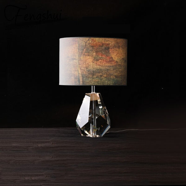 Luxury Crystal LED Lights Cloth Table Lamp Shade Art Deco Table Light For The Bedroom Bedside Hotel Study Living Room Desk Lamp
