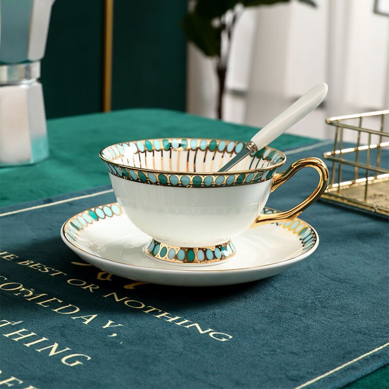Blue Dot Bone China Coffee Set British Porcelain Tea Set Ceramic Pot Mug Sugar Bowl Creamer Teapot Milk Jug Teaset Tea Cup Set