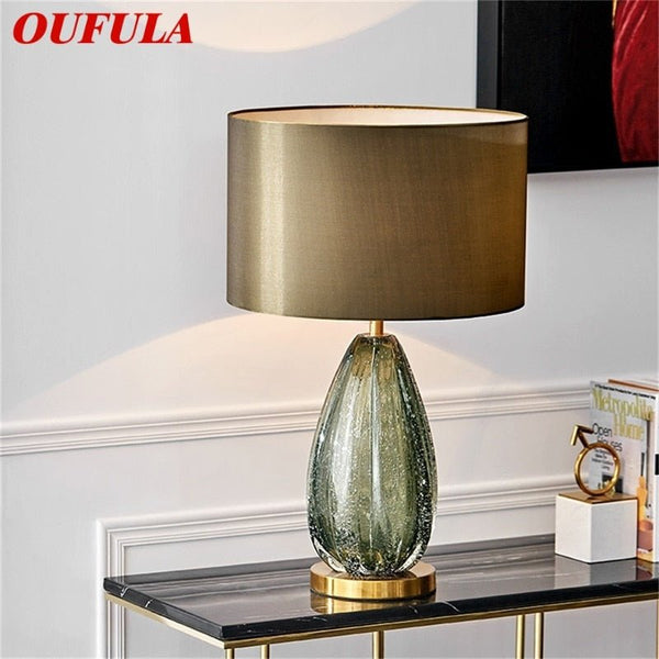 OUFULA Modern Decorative Table Lamp Green Bedside LED Desk Light for Home Bedroom Living Room Office Study Hotel