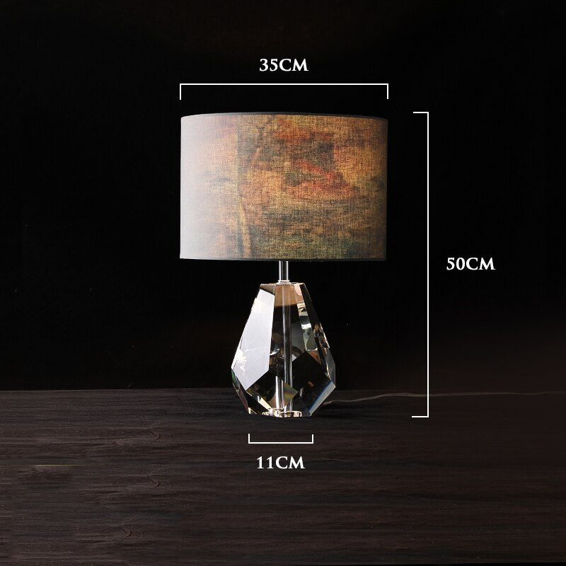 Luxury Crystal LED Lights Cloth Table Lamp Shade Art Deco Table Light For The Bedroom Bedside Hotel Study Living Room Desk Lamp