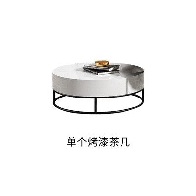 Nordic Solid Wood Luxury Coffee Table Simple Living Room Furniture Wrought Iron Round Table Small Coffee Table with Drawer