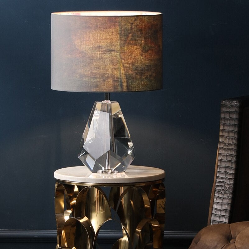 Luxury Crystal LED Lights Cloth Table Lamp Shade Art Deco Table Light For The Bedroom Bedside Hotel Study Living Room Desk Lamp